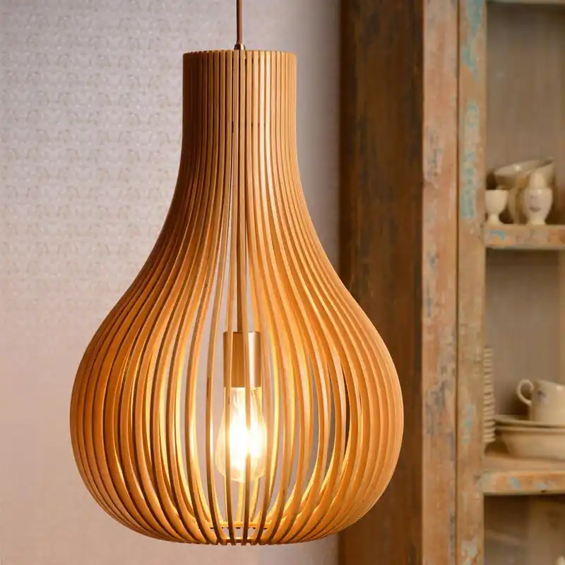 Pendelleuchte Bodo, Holz, E27 Sichere Zahlung