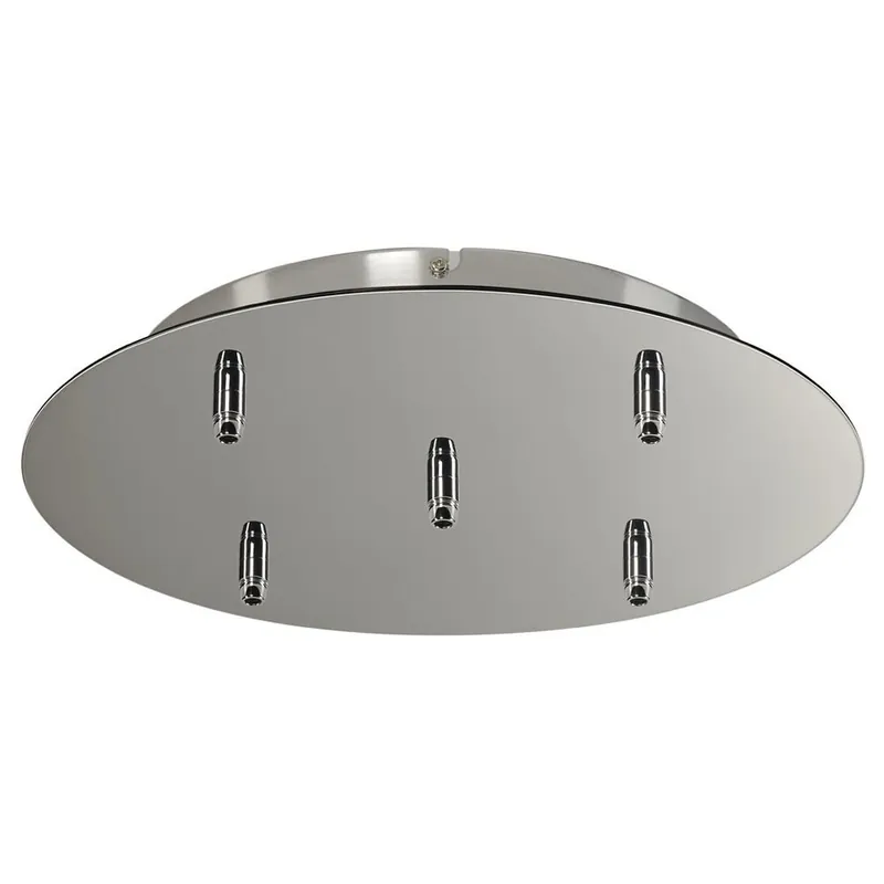 Neue Ware Deckenrosette Fitu, 5 Ausgänge, rund, inkl. Zugentlastung, gebürstetes Metall