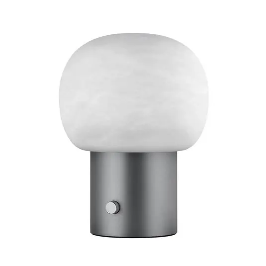 Neue Ware Iris LED Tischleuchte Alabaster Gunmetal - Blomus
