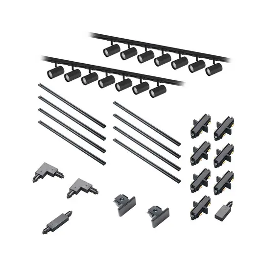 Preisknaller Lindby 1-Phasen-Schienensystem Linaro, GU10, 14-flg. schwarz