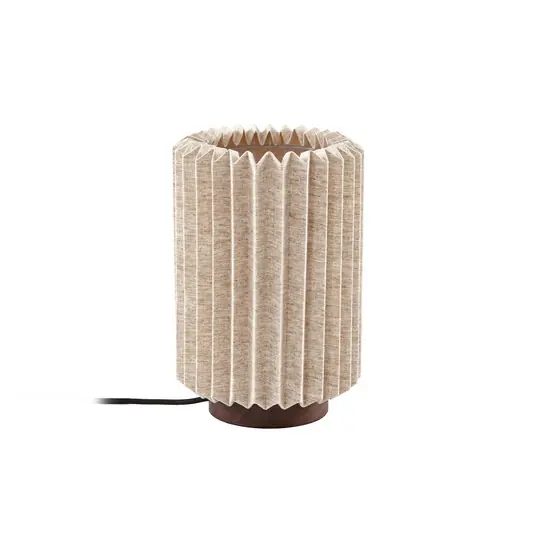 Tischleuchte, walnuss/Leinen, gefaltet, Höhe 30 cm - Lindby Solange Der Vorrat Reicht