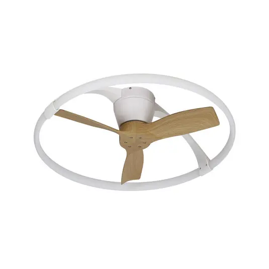 Neue Kollektion Nepal Mini LED-Deckenventilator, App, weiß/buche - Mantra