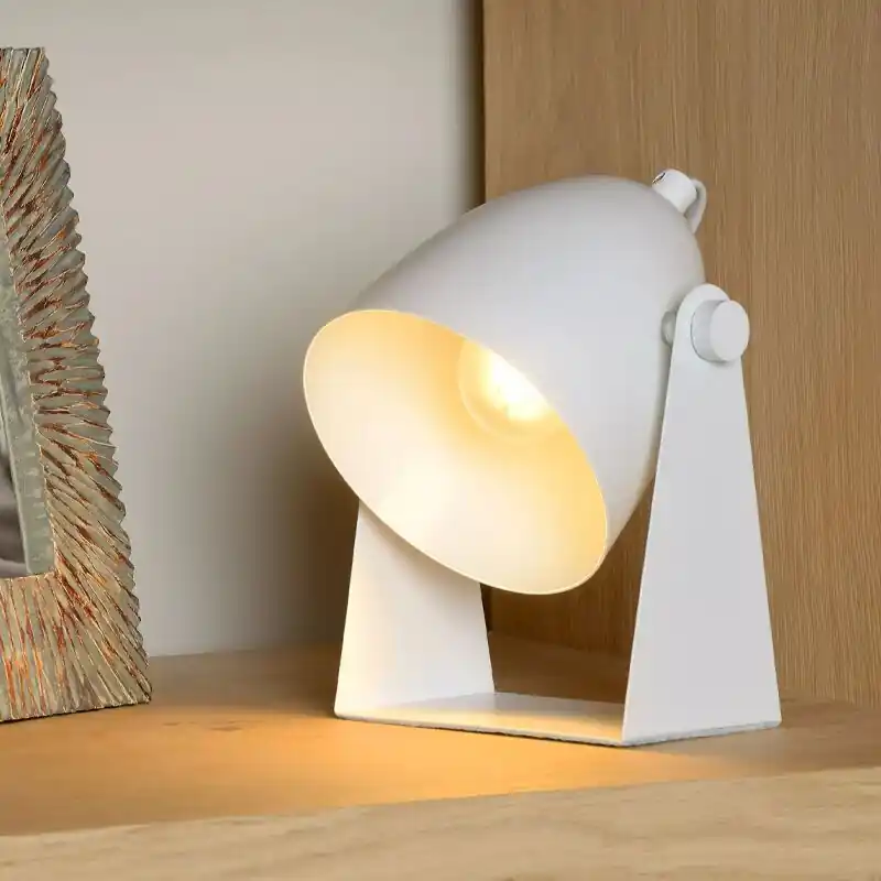 Markenware Weiße Tischleuchte Modern, Chago, mit Schalter
