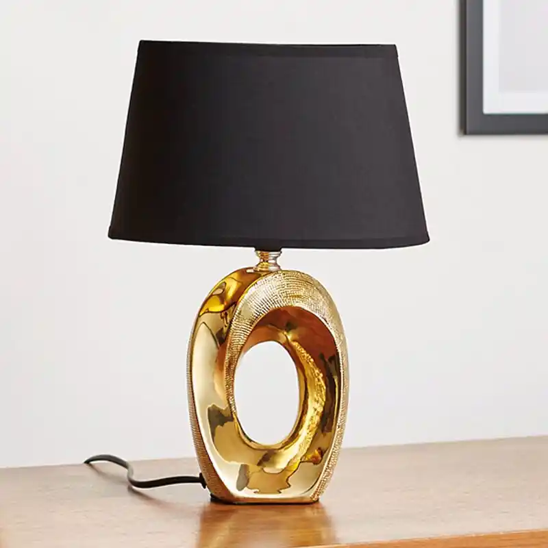 Keramik Tischleuchte Gold, Moldrup, mit Schalter Aktuell
