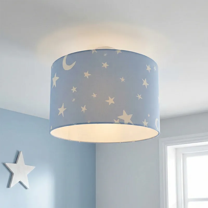 Stoff Kinder Deckenleuchte Blau, Stars Highlight