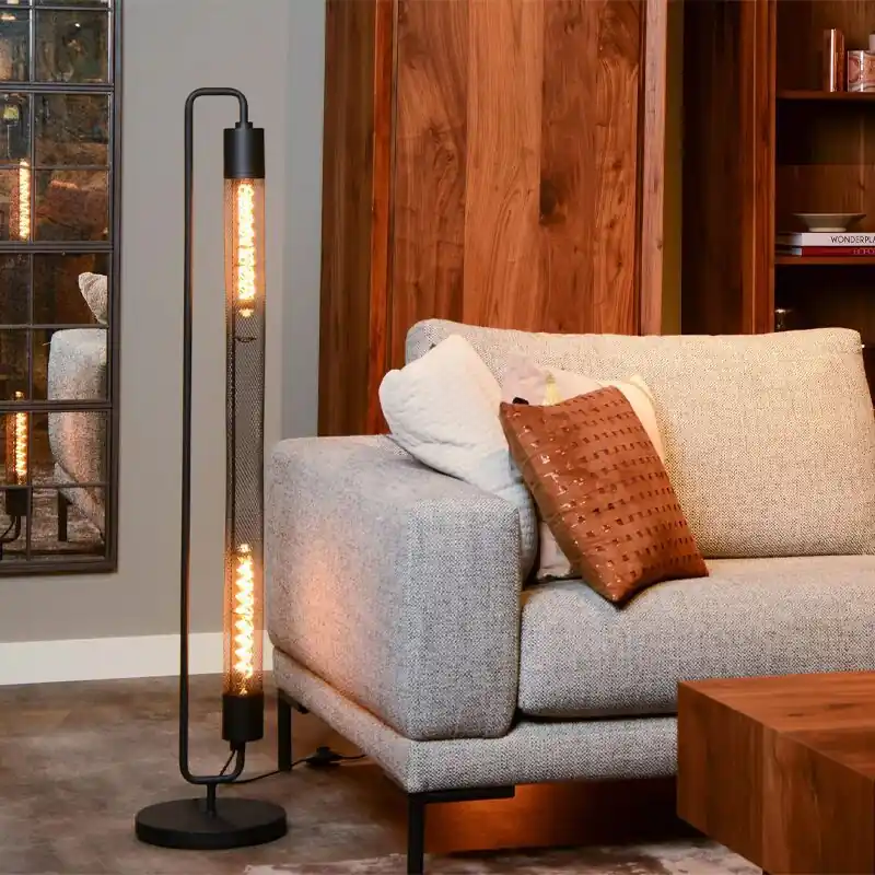 Schwarze Stehlampe Modern, Calixt, mit Schalter Highlight
