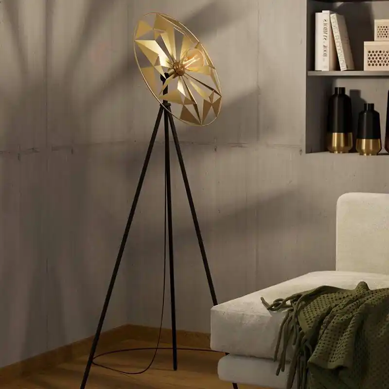 Angebot Goldene retro Stehlampe Aluminium, Thiemen, mit Schalter
