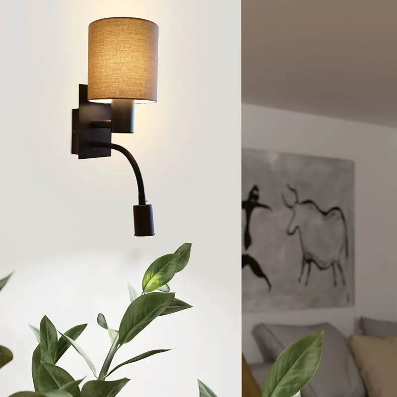 Taupe Bettlampe Stoff, Abano, mit Schalter Sichere Zahlung