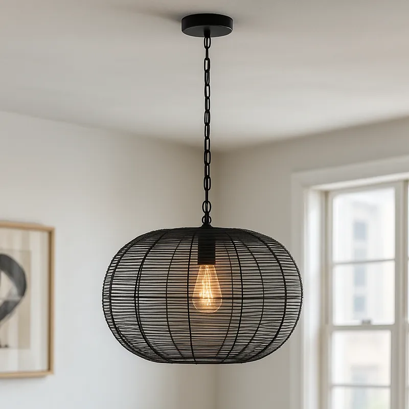 Super-Preis Industrielle Pendelleuchte Schwarz, Phebe