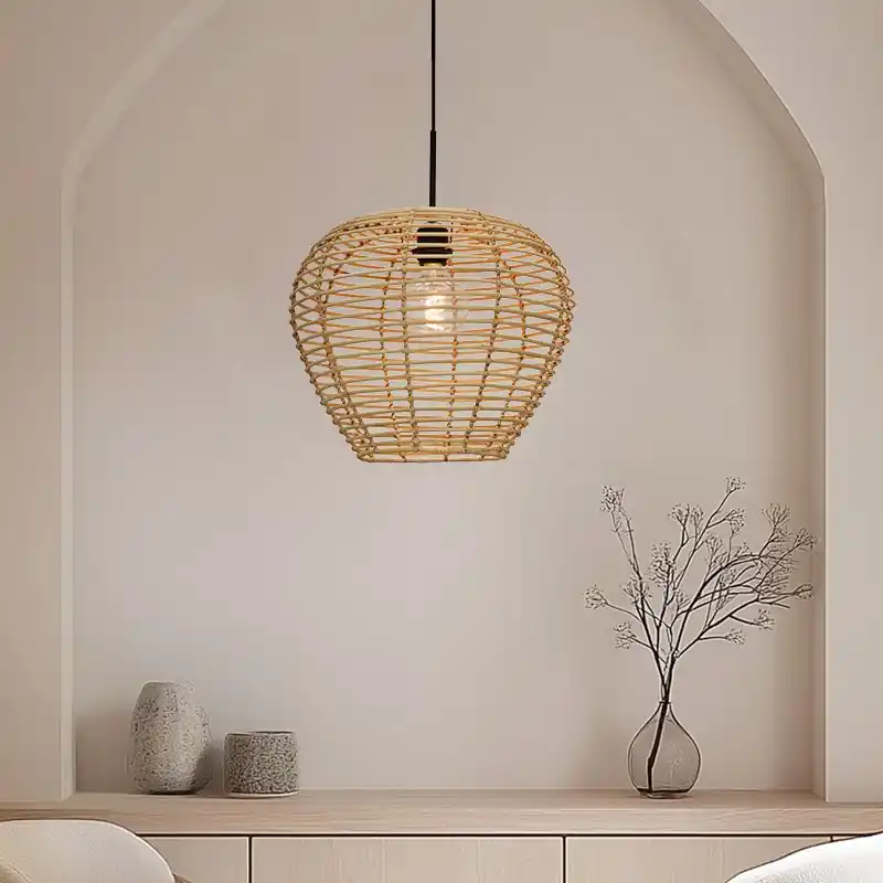 Neu Rattan Pendelleuchte Braun, Irene