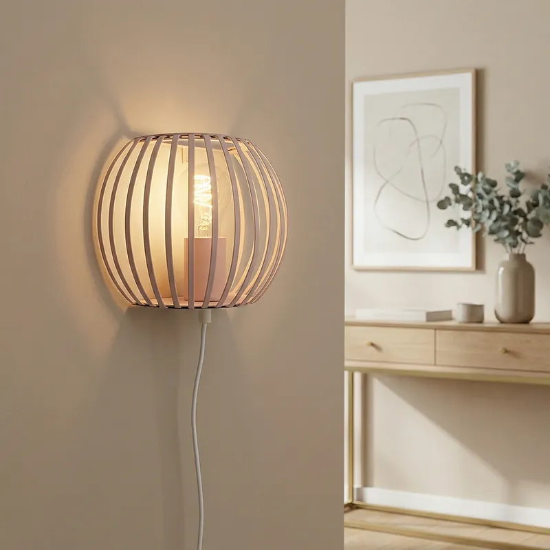 Markenprodukt Industrielle Wandleuchte Beige, Lieve, mit Schalter