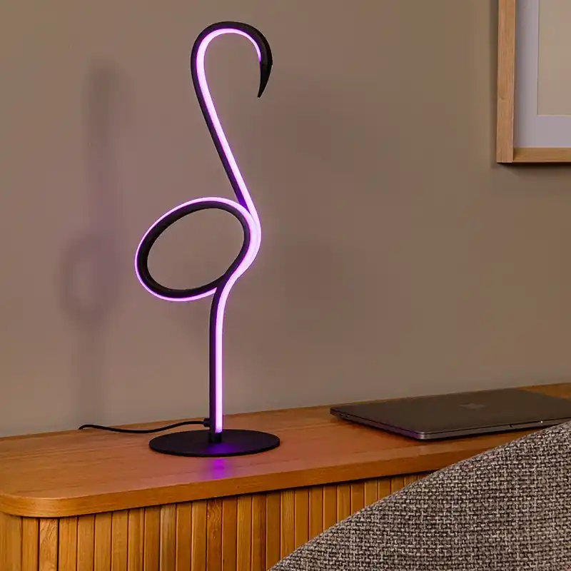 Schwarze Tischleuchte Modern, Flamingo, 5,5W, RGB LED, mit Fernbedienung Neue Ware