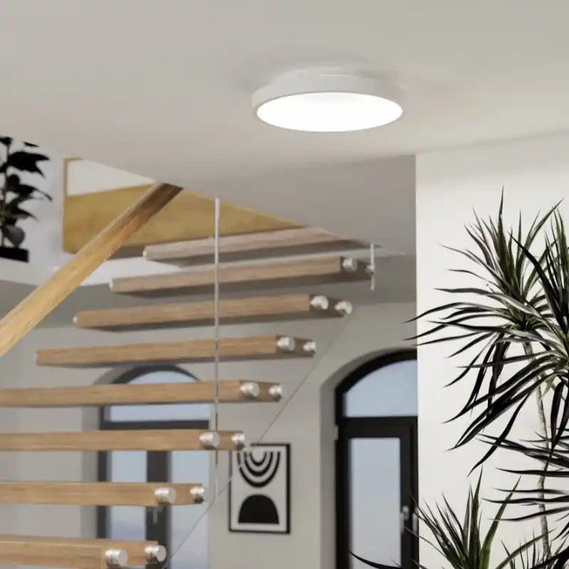 Weiße moderne Smart Deckenleuchte Stahl, Shauni, 19,6W, RGBW LED, mit Fernbedienung Echt