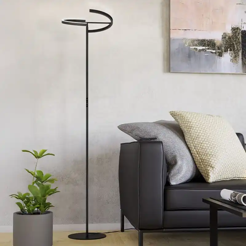 Knallerangebot Schwarze design Stehlampe Kunststoff, Corwin, 8,8W, 3000K LED, mit Touch-Dimmer