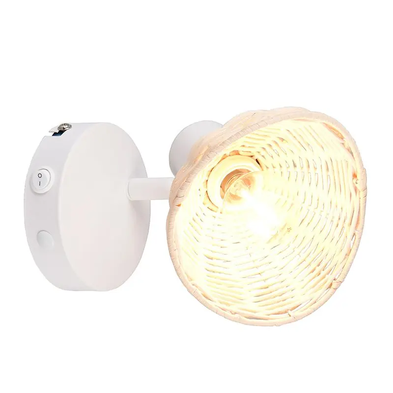 Kracherpreis Rattan Wandleuchte Braun, Sijmen, mit Schalter