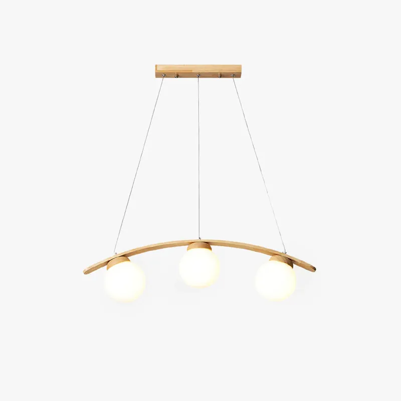 Saisonangebot Valentina Pendelleuchte Holz Glas Weiß Insel Wohnzimmer/Schlafzimmer 3-Lichter