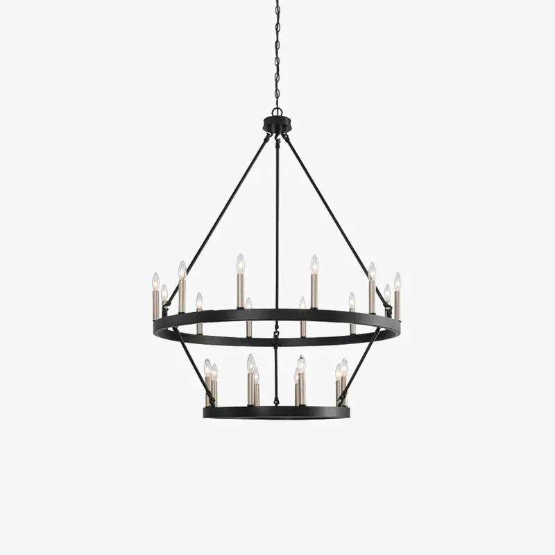 Abverkauf Silva Modern Industrial LED Metall Kronleuchter für Wohnzimmer, Schwarz 1Ring 48CM