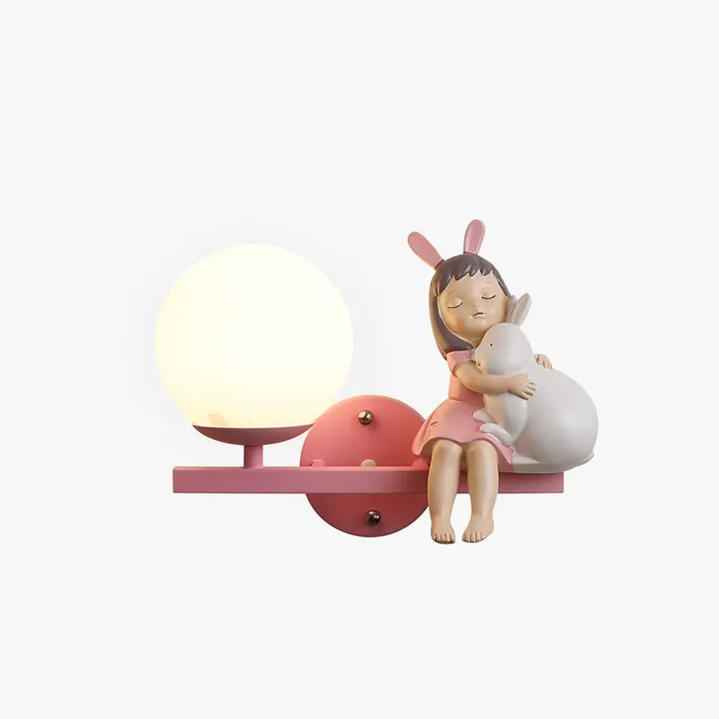 Abverkauf Aria Nordisch Wandleuchte, Weiß/Rosa, Innen, Kinderzimmer