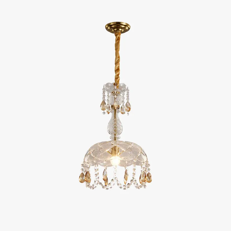Sonderangebot Kristy Retro LED Kristall Runde Pendelleuchte Gold Glas Wohnzimmer Bar D 23 CM