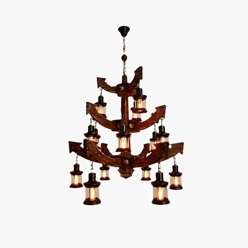 Abverkauf Epoch Designer LED Kronleuchter Schlafzimmer/Esszimmer Holz/Metall H 120CM