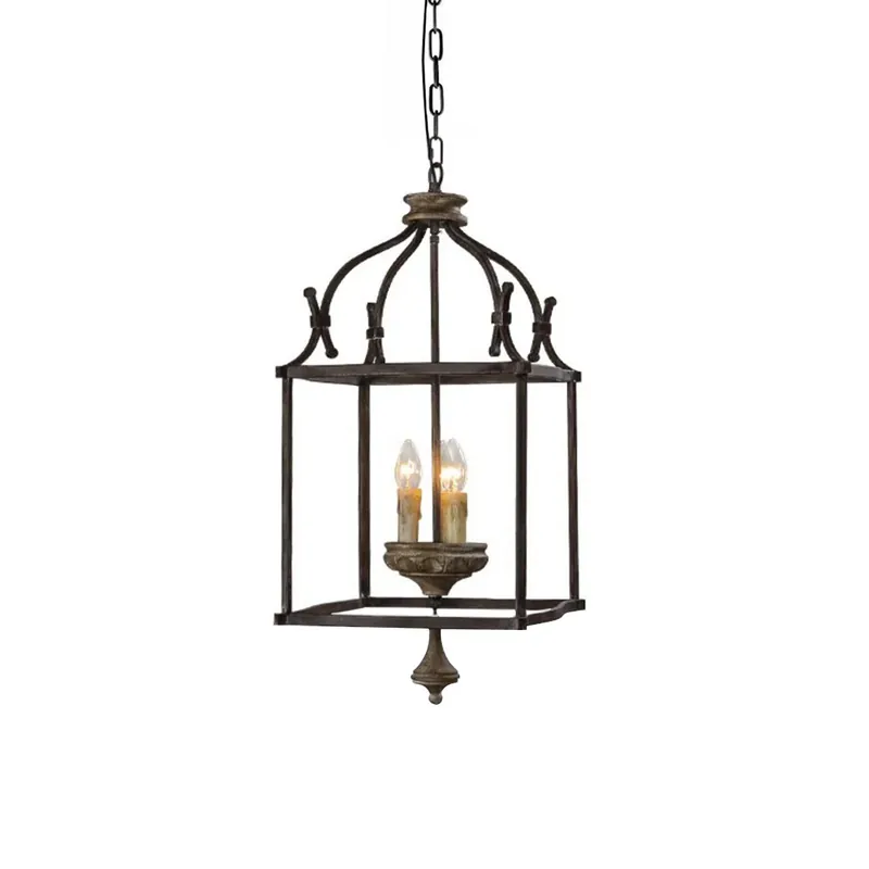 Alirora Holz Traditionell Handgeschnitzt Kronleuchter 3 Köpfe D 26cm x H 46cm Aktuell