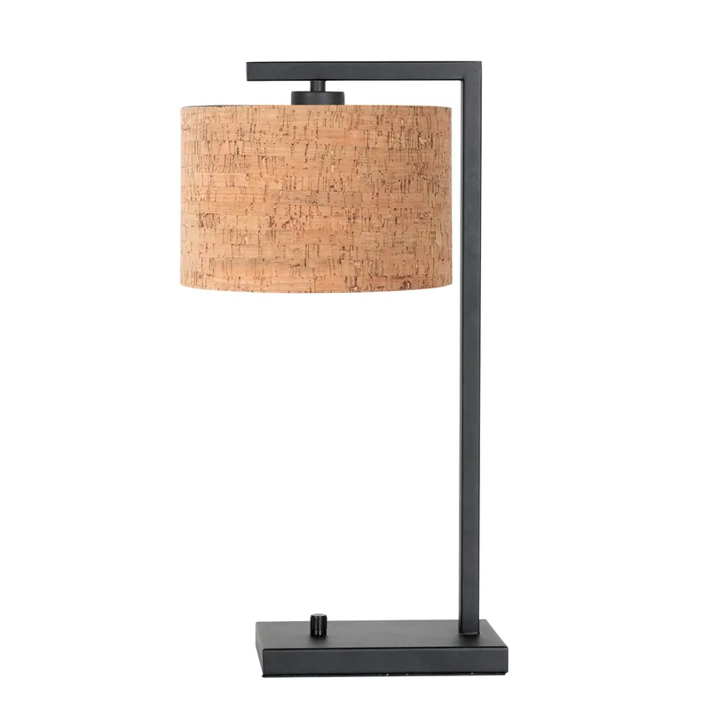 Direkt Vom Hersteller Schwarze Tischlampe mit natürlichem Korkschirm Steinhauer Stang
