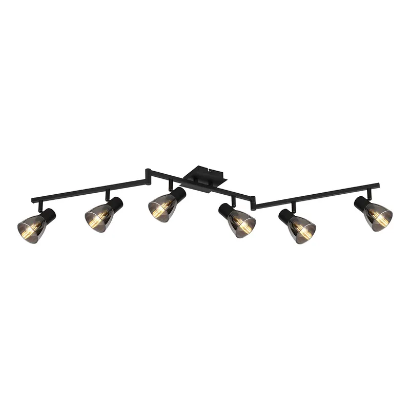 6-Kap Spot schwarz Rauchglas Globo Claude Top-Angebot