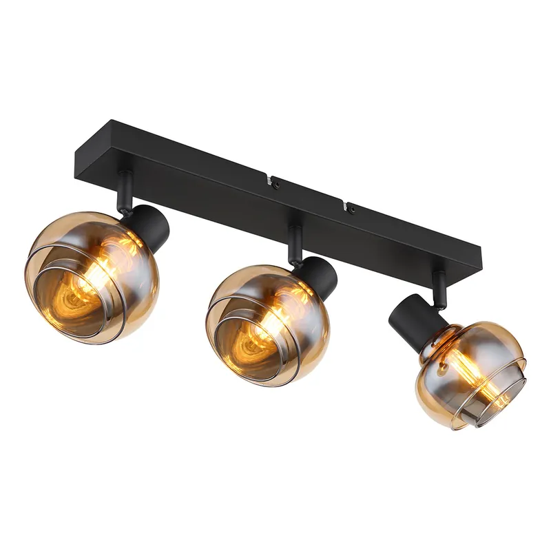 3-Licht Spot schwarz Bernstein-/Rauchglas Globo Tokki Aktuell
