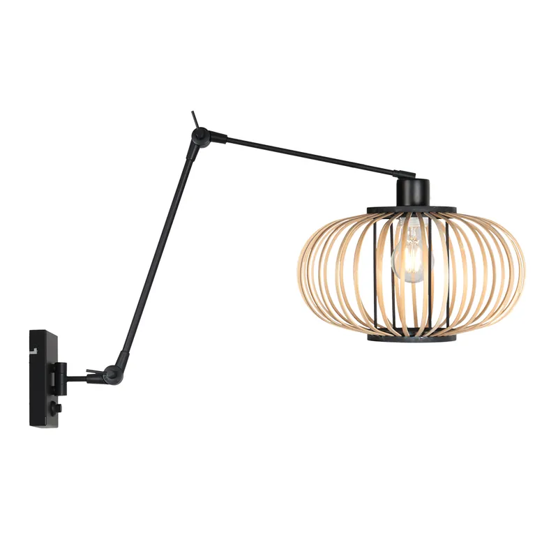 Kracherpreis Schwarze Wandleuchte mit Bambusschirm Steinhauer Prestige Chic