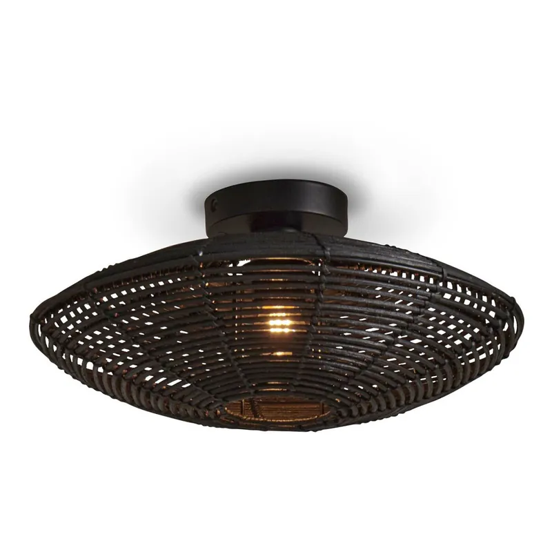 Bohemian-Schwarz-Rattan-Metall-Deckenleuchte GOOD&MOJO Tanami Preiswert