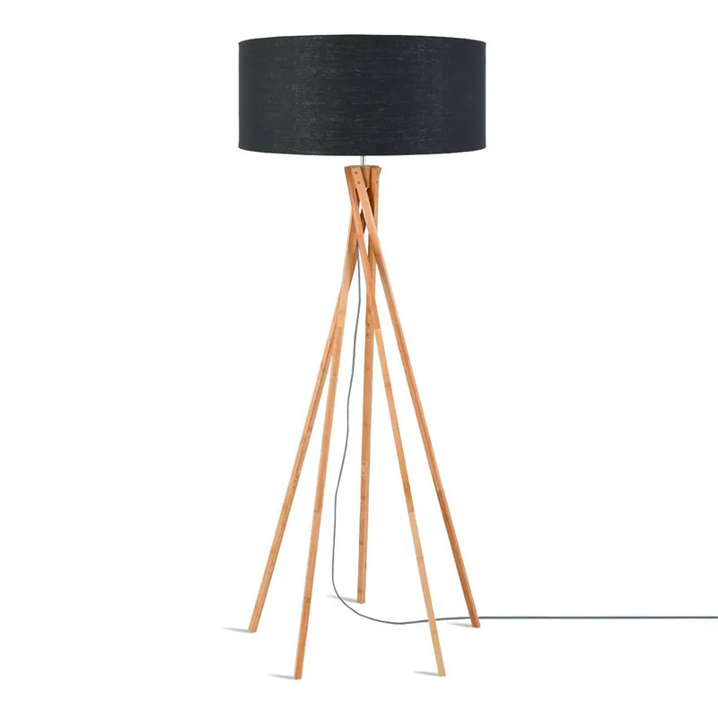 Markenprodukt Graue bohemian Bambus Leinen Stehlampe GOOD&MOJO Kilimanjaro