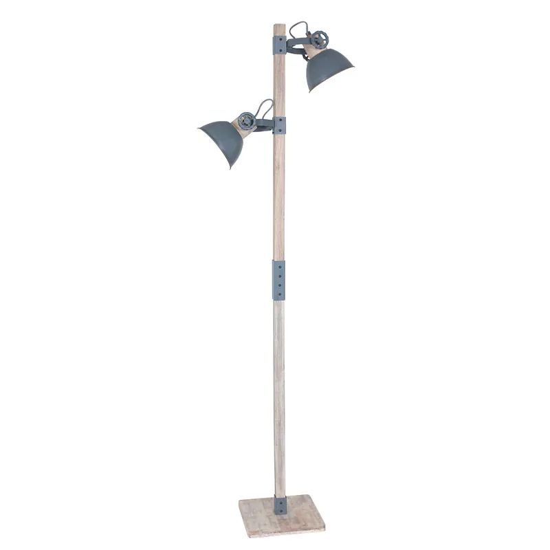 Neuheit Holzstehlampe mit grauen Schirmen Mexlite Gearwood
