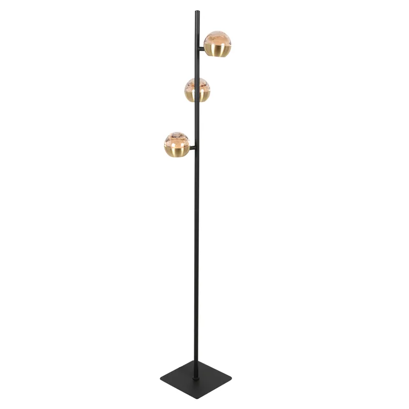 Luxe schwarze Messing Stehlampe dimmbar Steinhauer Exclusive Belluno Neu