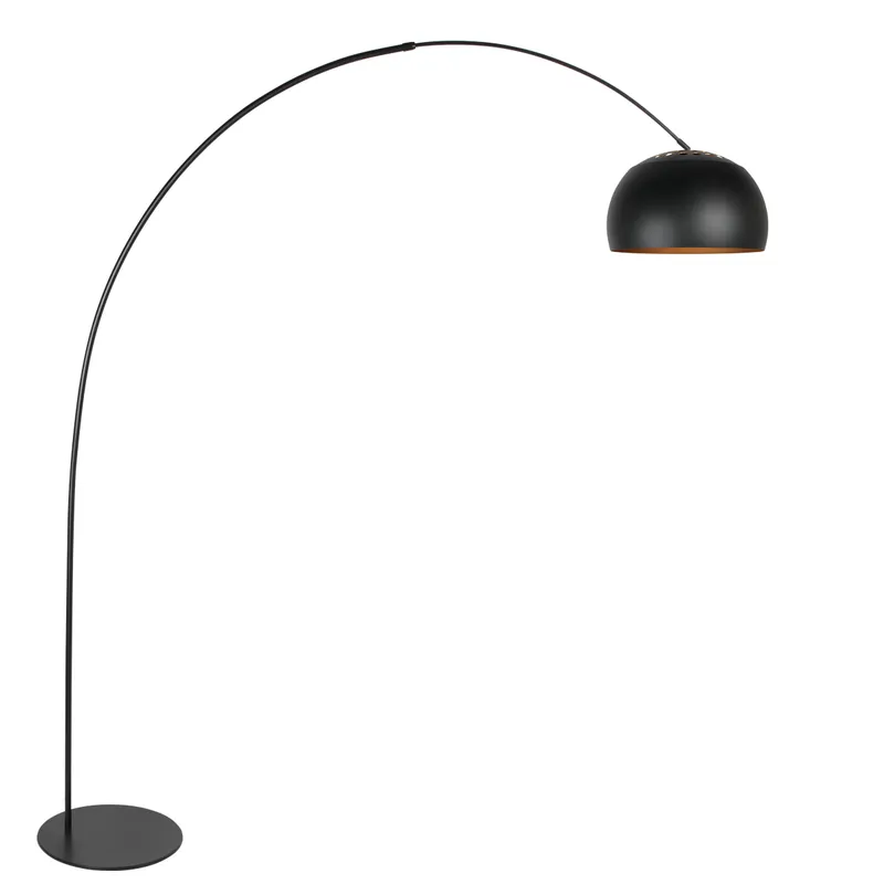 Bogenlampe schwarz mit schwarz-goldenem Lampenschirm Anne Lighting Curve Schneller Versand