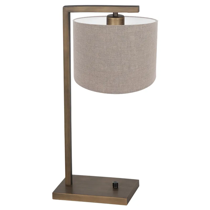 Bronzierte Tischlampe mit grauem Leinen und weicher Textur Steinhauer Stang Jetzt Kaufen