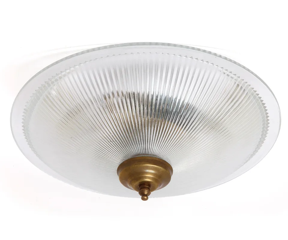 Expressversand Flache Deckenleuchte aus Holophanglas Ø 30 cm