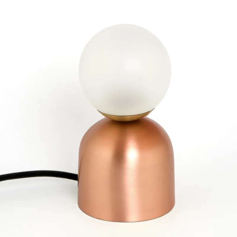 Echt Handgefertigte, kleine Design-Tischleuchte mit Glaskugel