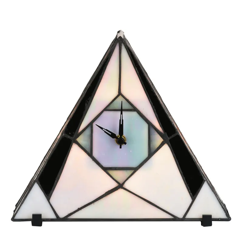 Tiffany-Tischleuchte aus Perlmuttglas mit integrierter Uhr Versand Am Gleichen Tag