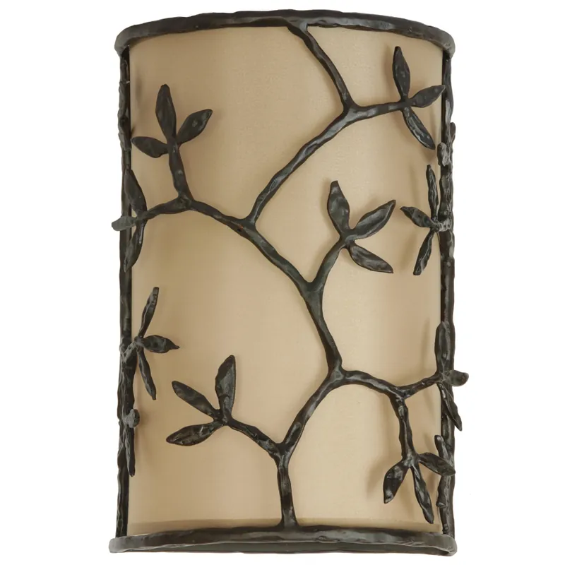 Aktuell Flache Bronze-Wandleuchte OMBELLE mit Textilschirm