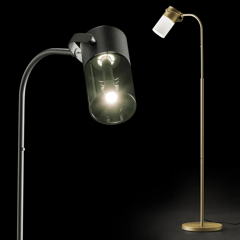 Garantierte Lieferung Moderne LED-Stehleuchte AURA S mit verschiedenen Glas-Zylindern