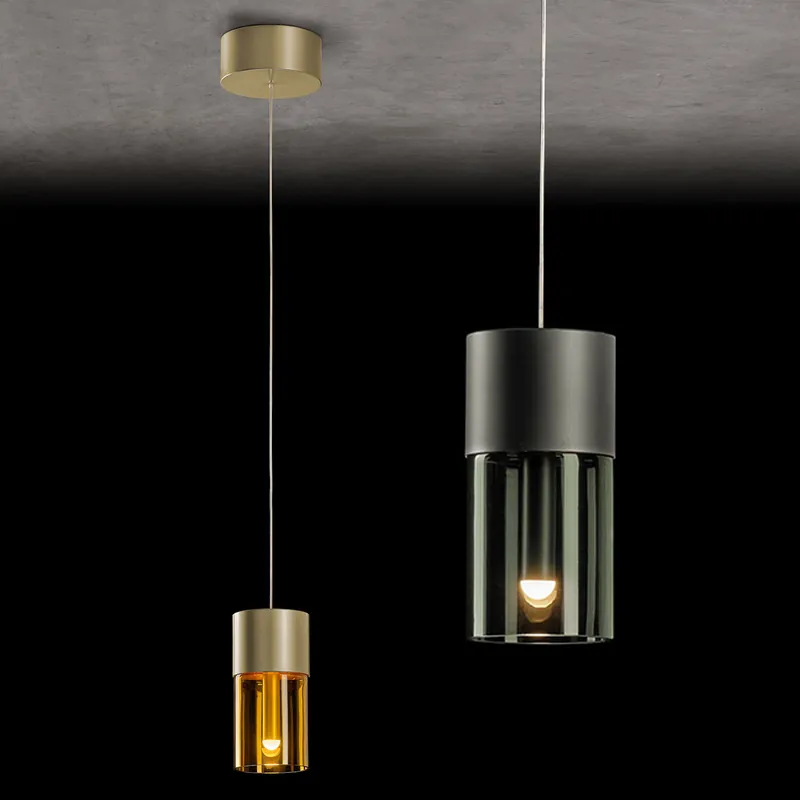 Moderne LED-Pendelleuchte AURA mit Zylinder-Glasschirm, höhenverstellbar Wochenendangebot