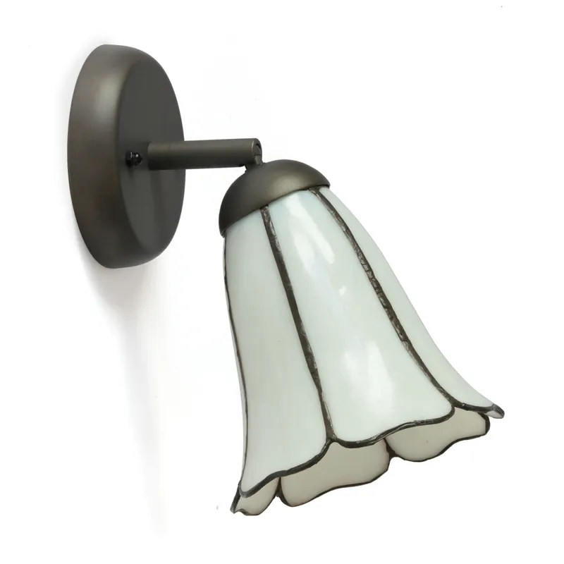 Gelenk-Wandspot mit weißem Blüten-Glasschirm „Ackerwinde“ Ausverkauf