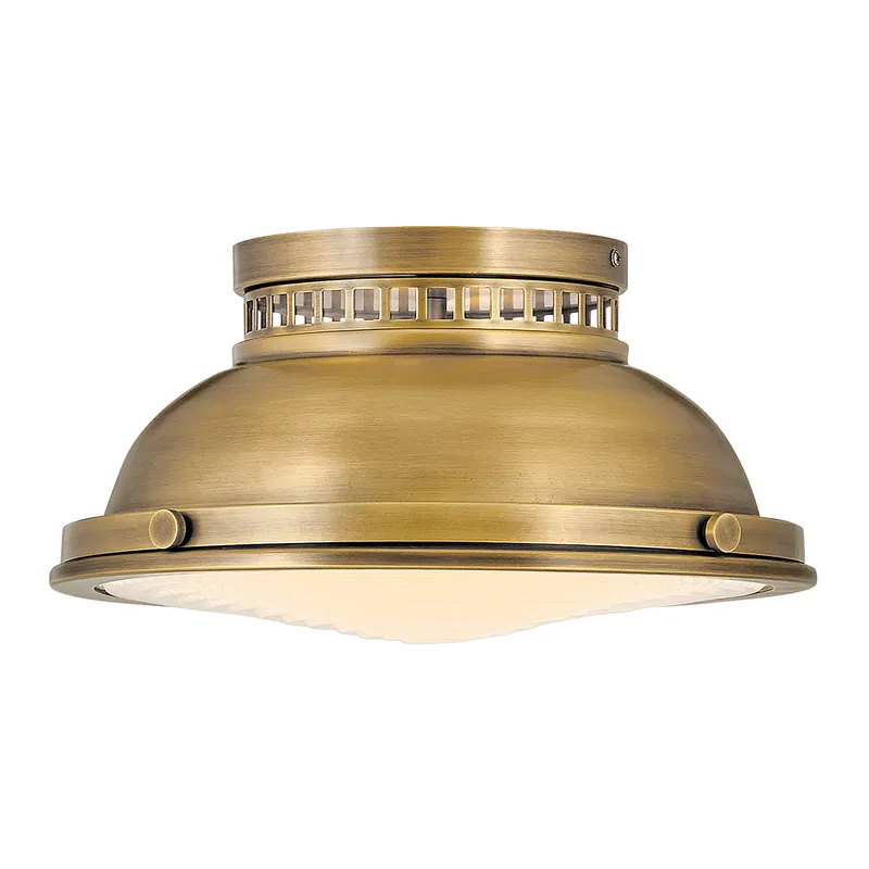 Runde Deckenleuchte mit Pressglas-Diffusor, messingfarben, Ø 32 cm Neue Ware