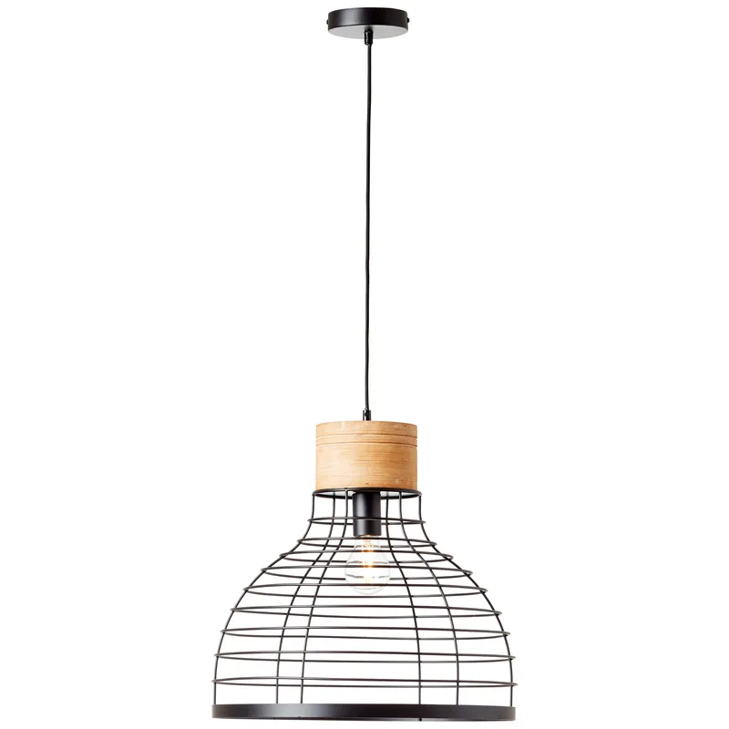 Avia Pendelleuchte 47cm schwarz/holz Echt