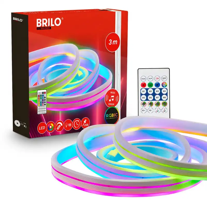 Sofort Bestellen LED Streifen 3m - RGBIC Farbwechsel, Neon, Fernbedienung, Weiß