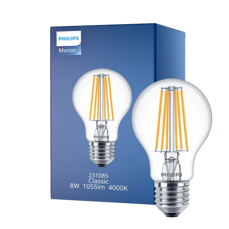 Philips Classic LED Glühbirne E27 Birne Klar 8W 1055lm - 840 Kaltweiß | Dimmbar - Ersatz für 75W Schneller Versand