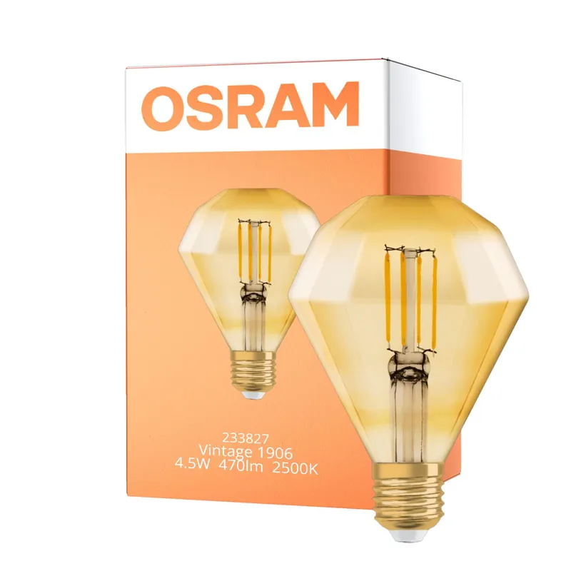 Osram Vintage 1906 LED E27 Birne Fadenlampe Gold 4.5W 420lm - 825 Extra Warmweiß | Ersatz für 40W Top-Seller