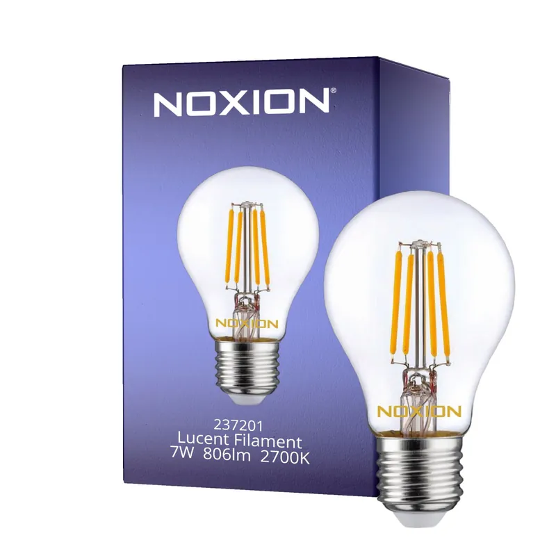 Noxion Lucent Fadenlampe LED E27 Birne Klar 7W 806lm - 827 Extra Warmweiß | Ersatz für 60W Garantierte Lieferung