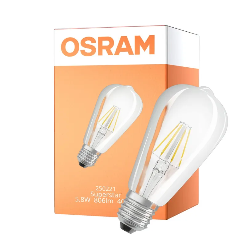 Osram LED Superstar E27 Edison Fadenlampe Klar 5.8W 806lm - 940 Kaltweiß | Höchste Farbwiedergabe - Ersatz Für 60W Beliebt