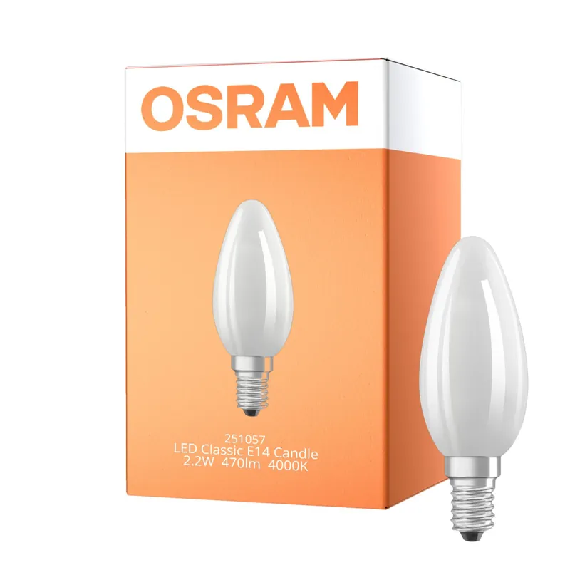 Osram LED Classic E14 Kerze Fadenlampe Matt 2.2W 470lm - 840 Kaltweiß | Ersatz Für 40W Neu Im Sortiment